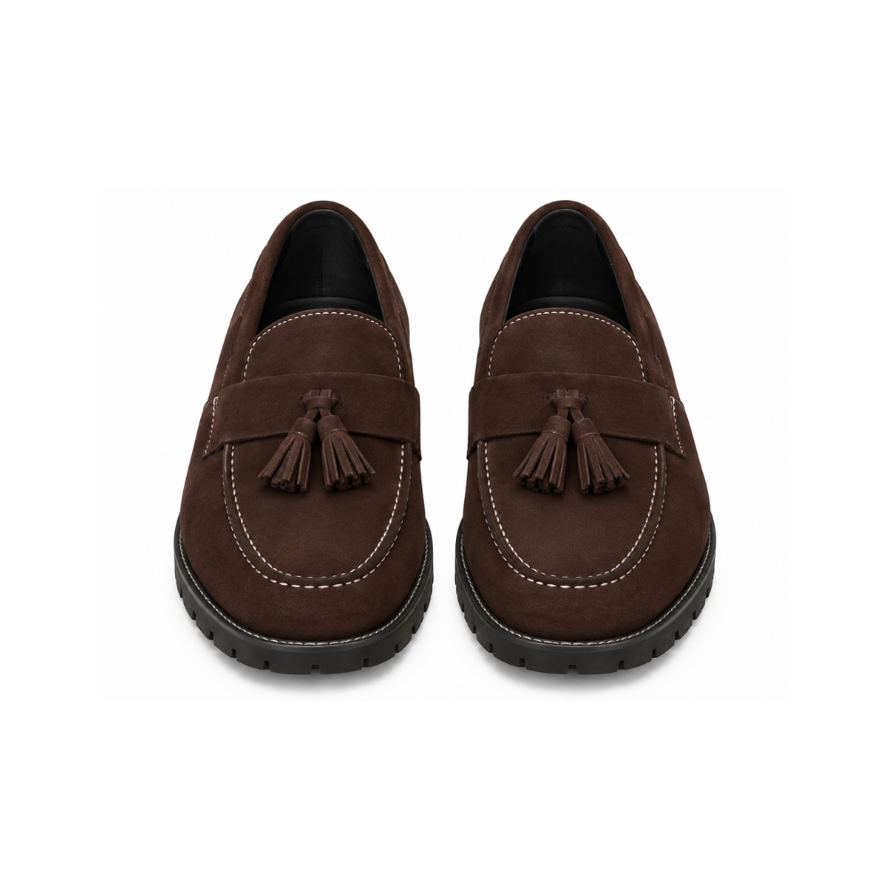 Premium Dark Brown Suede Tassel Loafers
