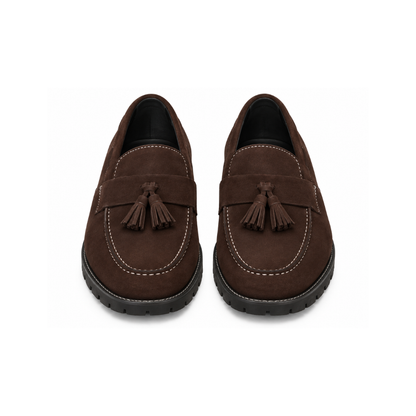 Premium Dark Brown Suede Tassel Loafers
