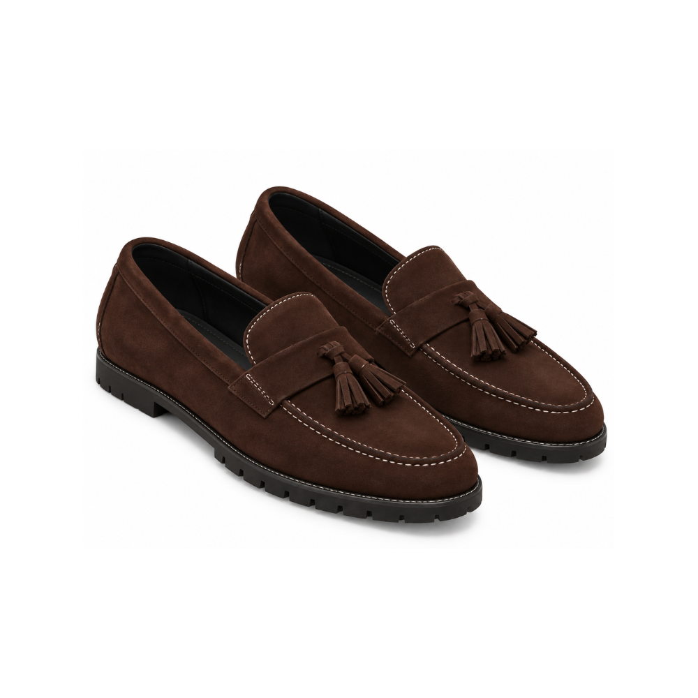 Premium Dark Brown Suede Tassel Loafers